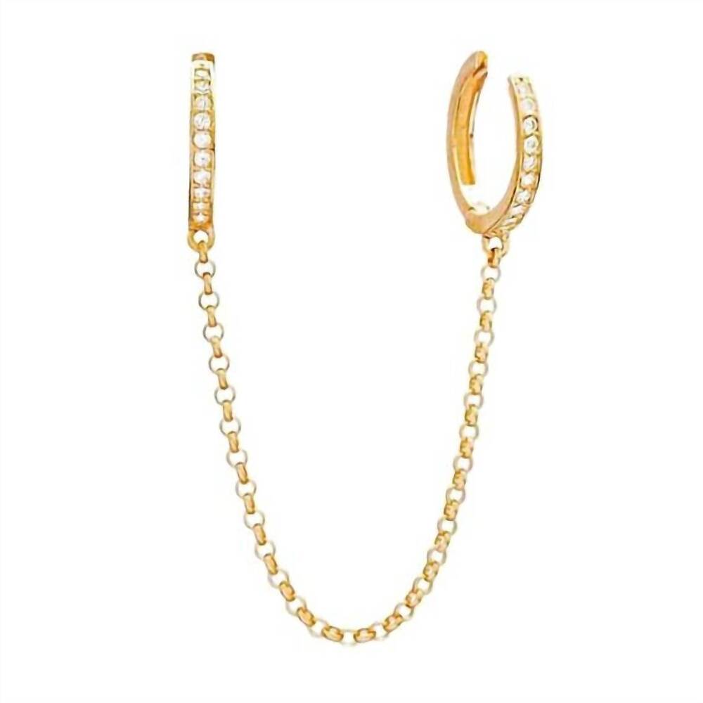 NEW KIKICHIC women's cubic zirconia diamond chain ear cuff with hoop earrings in